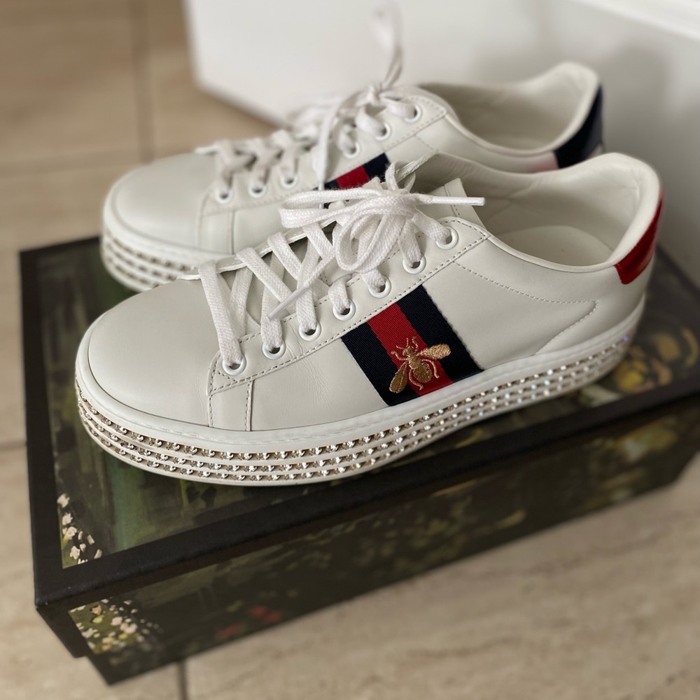 Gucci Ace Crystal Embellished Sneakers